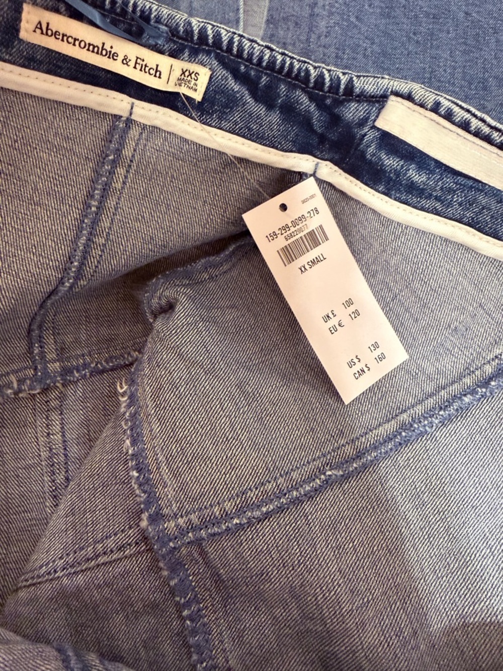 NWT Abercrombie & Fitch Strapless Denim Midi Dress Medium Wash Mila XXS 00 0 - Picture 8 of 16